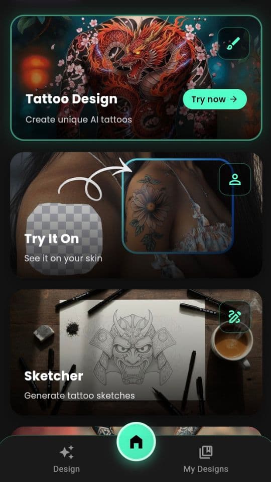 INK AI Tattoo Generator App Screenshot